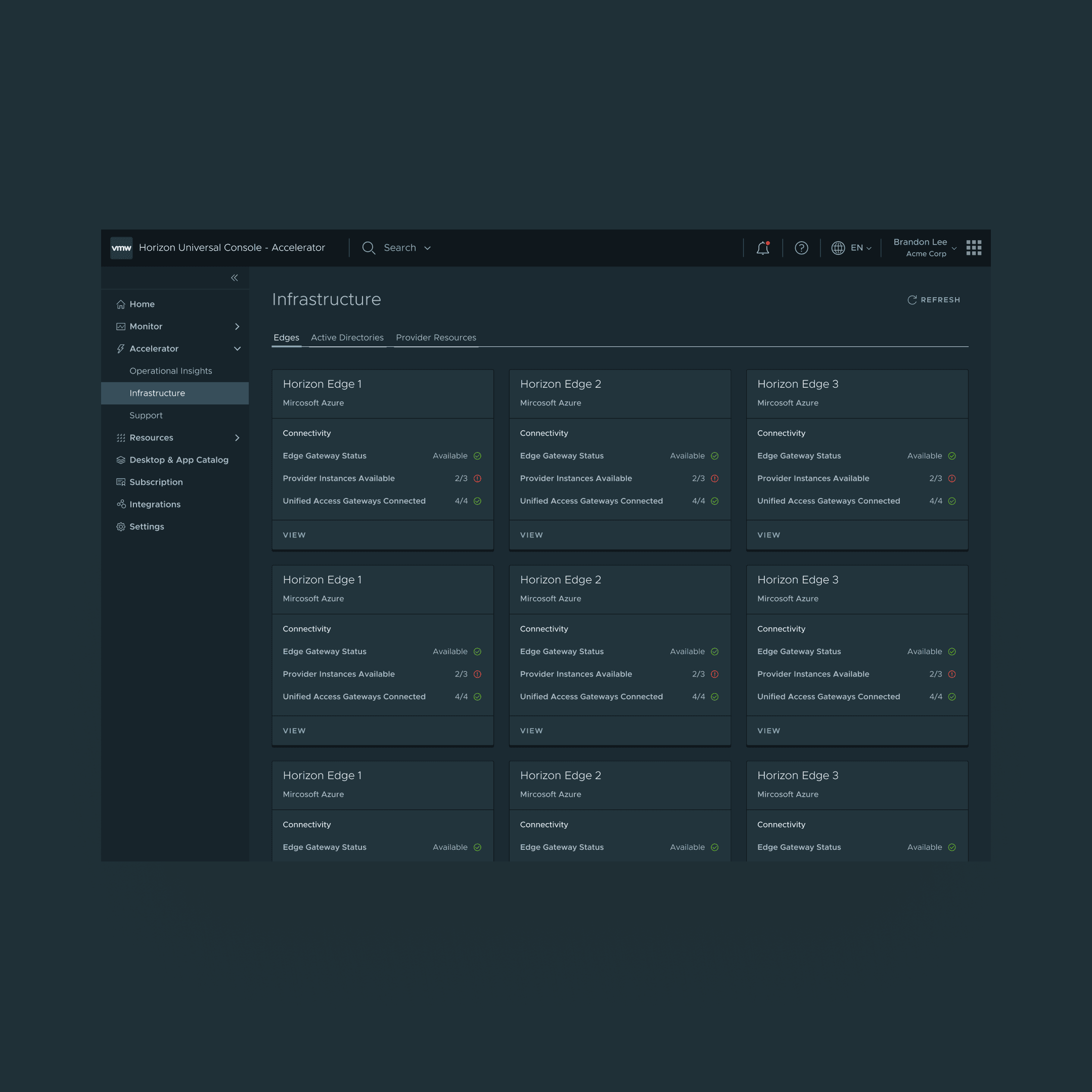 VMware Horizon Accelerator — Infrastructure index